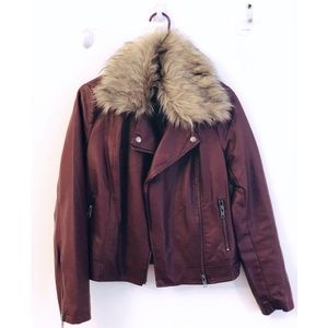 Faux leather and fur jacket